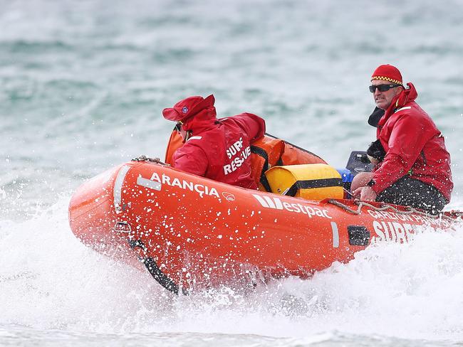 Action from the the Carlton Park Surf Carnival at Carlton Beach which was eventually called off due to high winds. Lifesaving manager at the Carlton Park surf lifesaving club, Michael Stolp. Picture: Zak Simmonds