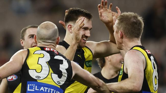 Noah Balta put the Tigers in front during the last quarter. Picture: Getty Images