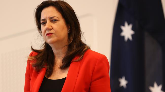 Premier Annastacia Palaszczuk speaking at a press conference at 1 William Street in Brisbane. Pics Tara Croser.