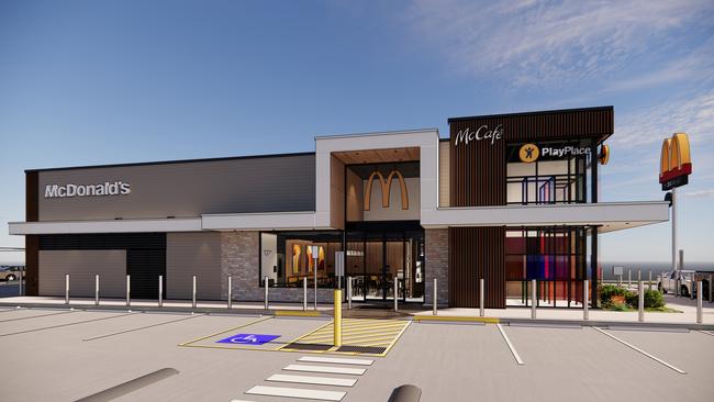 How the new McDonald’s Pimpama City will look when construction is complete. Picture: DM2 Architecture.