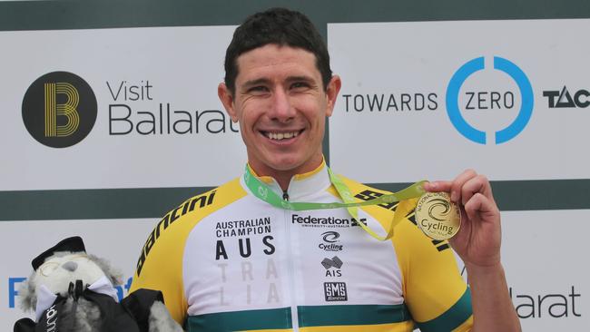 Darren Hicks is the men's para-cycling C2 national road race champion after his win in Buninyong on Saturday. Picture: Supplied.