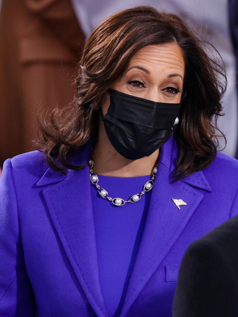 Vice President Kamala Harris wore a very similar outfit to the one worn by Lisa. Picture: Alex Wong/Getty Images/AFP