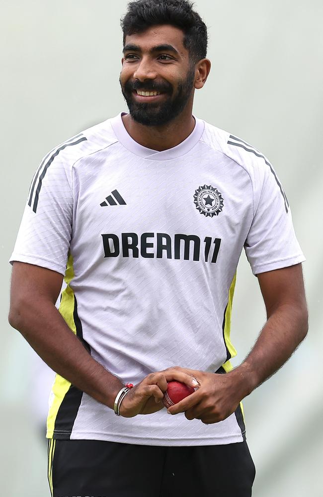 Jasprit Bumrah looks on during an India Test Squad training session at Perth’s Optus Stadium. Picture: Paul Kane/Getty Images