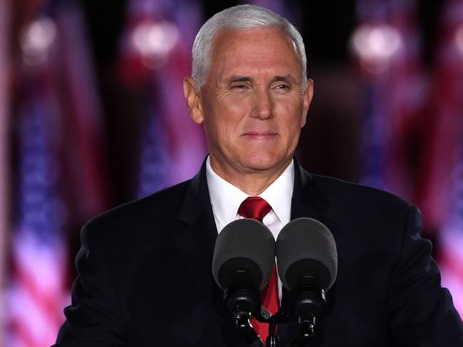 US Vice President Mike Pence addresses the convention. Picture: AFP.