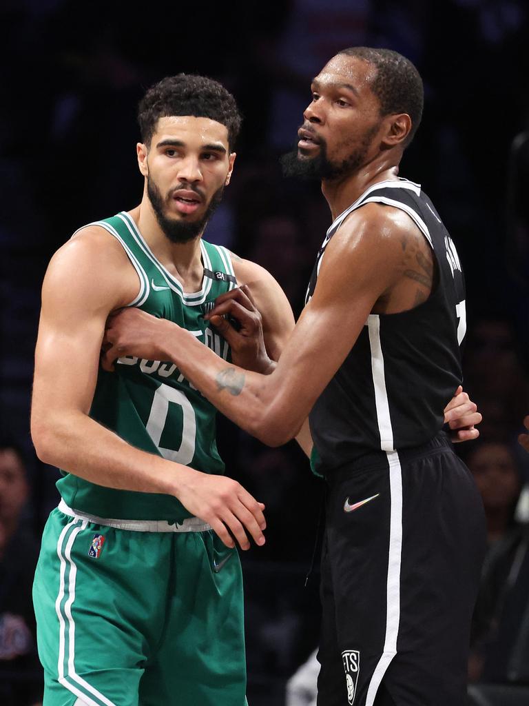 Jayson Tatum owned Kevin Durant. Photo by Al Bello/Getty Images).