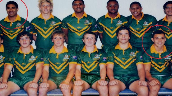 Robert Jennings and Tyrell Fuimaono playing for the Australian Schoolboys.