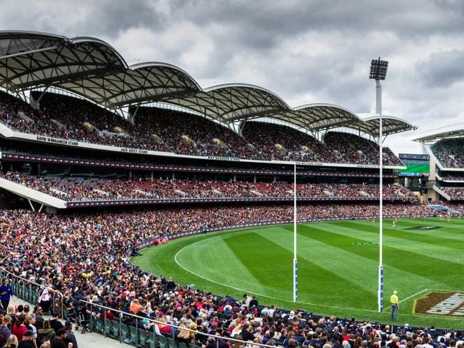 The growth of women’s football over the past four years since the introduction of the AFLW has been phenomenal. More than 53,000 packed into the Adelaide Oval for the 2019 grand final. Picture: AFC MEDIA