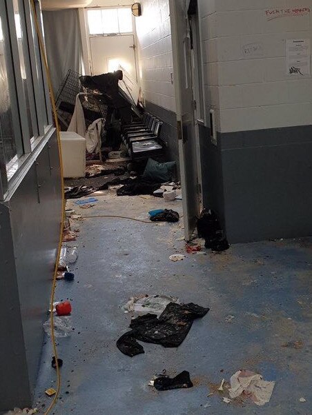 Some of the damaged rooms inside the juvenile justice centre.