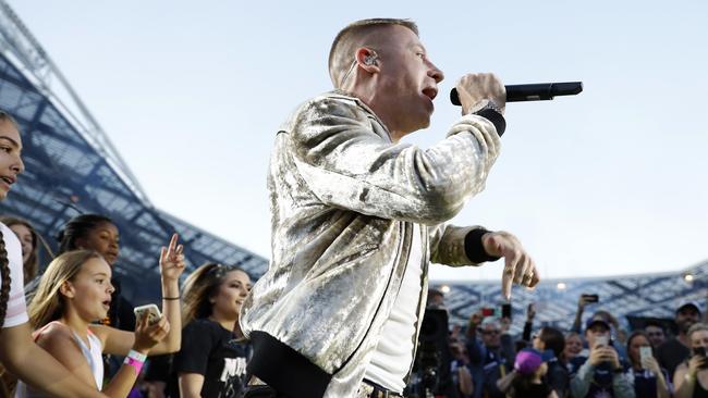 The crowd go wild for Macklemore. Picture: Brett Costello