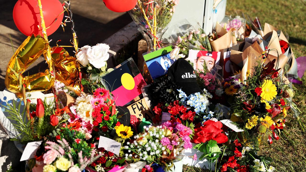 Memorial for the four teenagers killed in a roadside crash. Cnr of Bayswater Rd and Duckworth St. Picture: Alix Sweeney