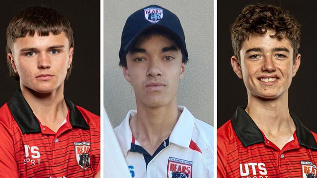 UTS North Sydney, Green Shield 2022-23, L-R Henry Riseborough, Thomas Hogan and Tom Cole. NSW Premier Cricket. Picture: UTS North Sydney Cricket Club.