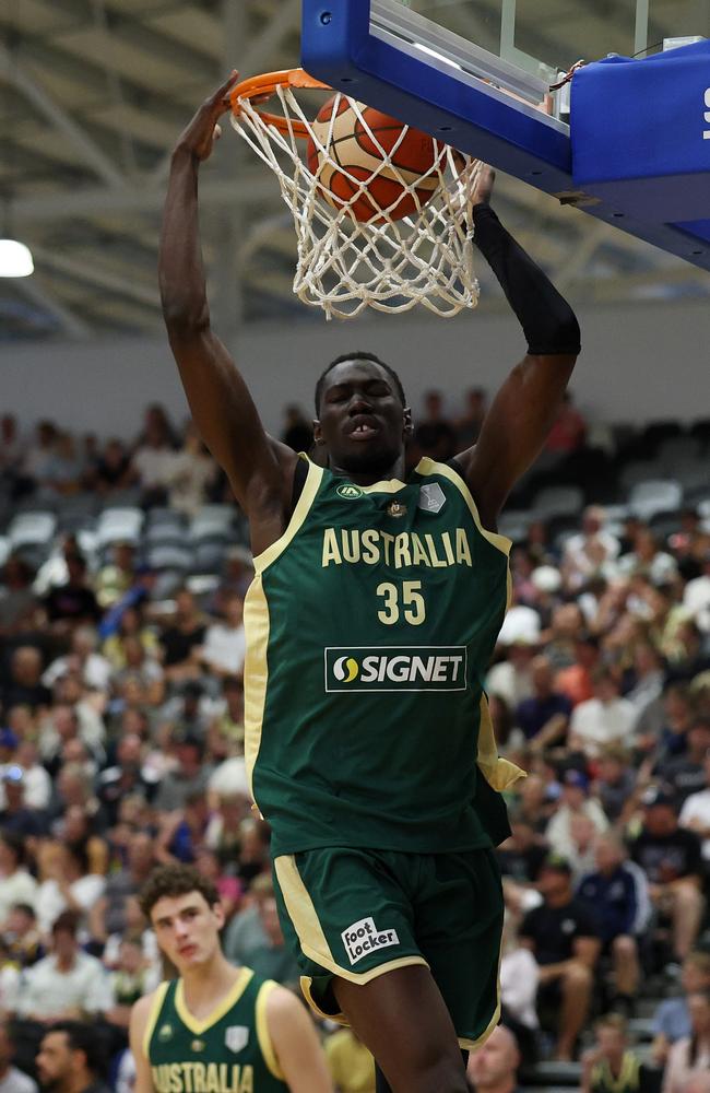 Wena David Okwera put on a show for the Boomers. Picture: Getty Images