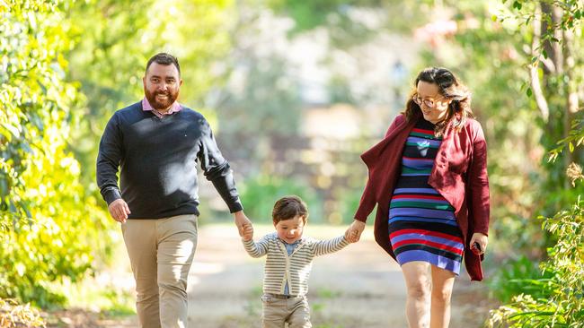 Jonathan Hamilton with wife Dr Jade Sun and their son William Hamilton. Picture: MARK STEWART