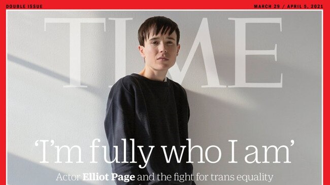 Use Custom crop 650 x 860. Elliot Page On March/April 2021 cover of Time Magazine. Picture:  TIME