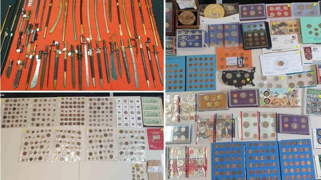 Officers from the Richmond Police District Rural Crime Prevention Team under Strike Force Munyana executed a search warrant at an East Lismore property on Tuesday, December 15, 2020 where they seized collectible coins, weapons and documentation from Stuart and Rebecca Allan.