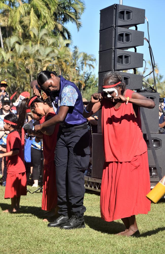 Traditional dancers were among thousands of Territorians who took part in the 2023 NAIDOC march in Darwin, which saw the highest number of marchers the Territory has seen. Picture: Sierra Haigh