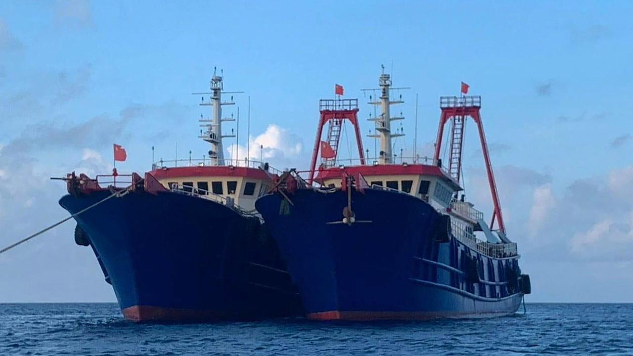 Chinese vessels anchored at Whitsun Reef. Picture: NTF-WPS via PCOO