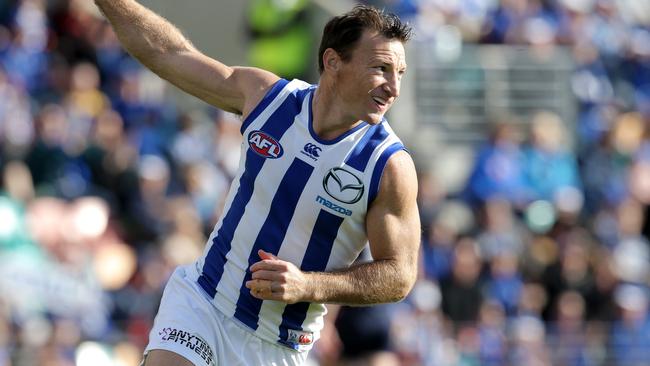 AFL: North Melbourne vs. Melbourne, Blundstone Arena: north's Brent Harvey scores a goal Picture: LUKE BOWDEN