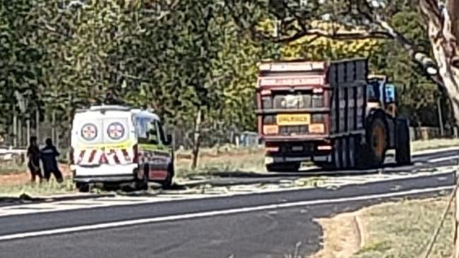 A truck hit a power pole in East Dubbo. Photo: Supplied.