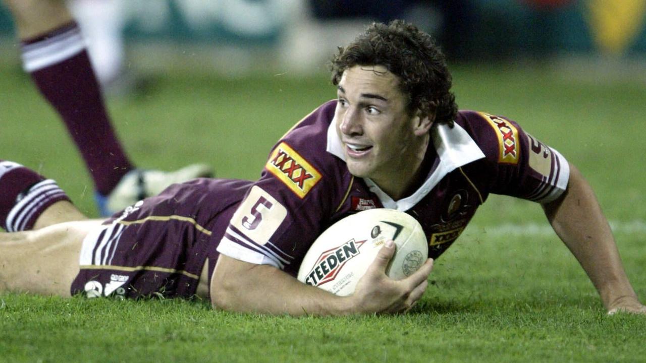Billy Slater waits for the decision after scoring his infamous try for the Maroons in 2004.