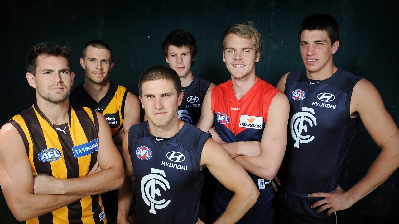 Former No.1 draftees Luke Hodge, Brett Deledio, Bryce Gibbs, Marc Murphy, Jack Watts and Matthew Kreuzer.