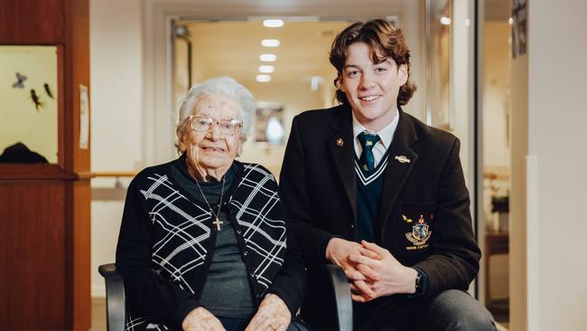 Nazareth House volunteer Tom McCarthy with resident Julie Duffy. Picture: Chloe Smith