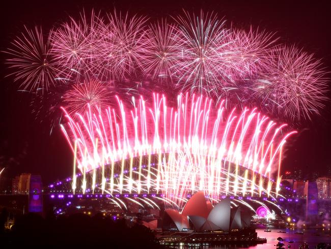 The 7-minute light show lit up the city. Picture: Toby Zerna