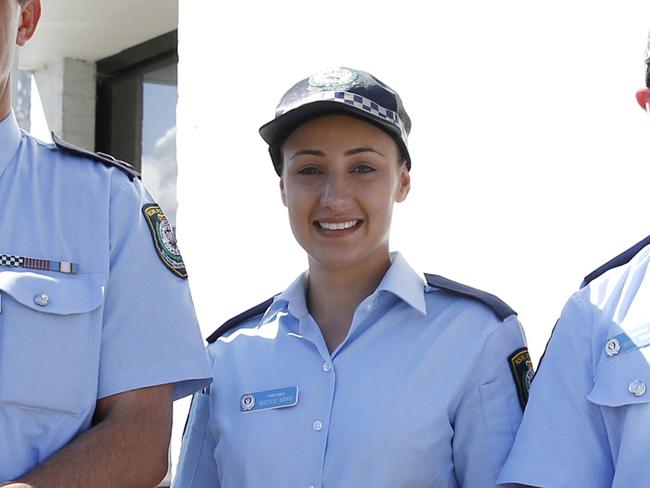 Nicole Boyd when she first joined the police as a Probationary Constable at Eastwood Police Station in 2014 with Ryde Superintendent John Duncan.