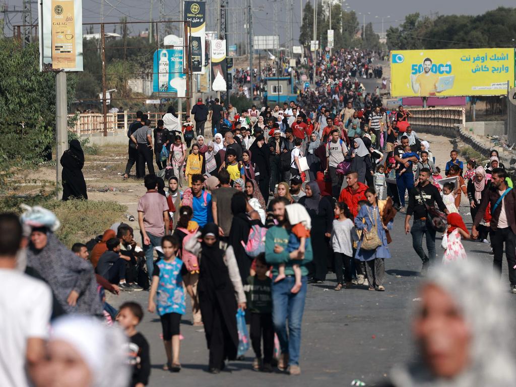 Palestinians flee Gaza City and other parts of northern Gaza towards the southern areas. Picture: AFP