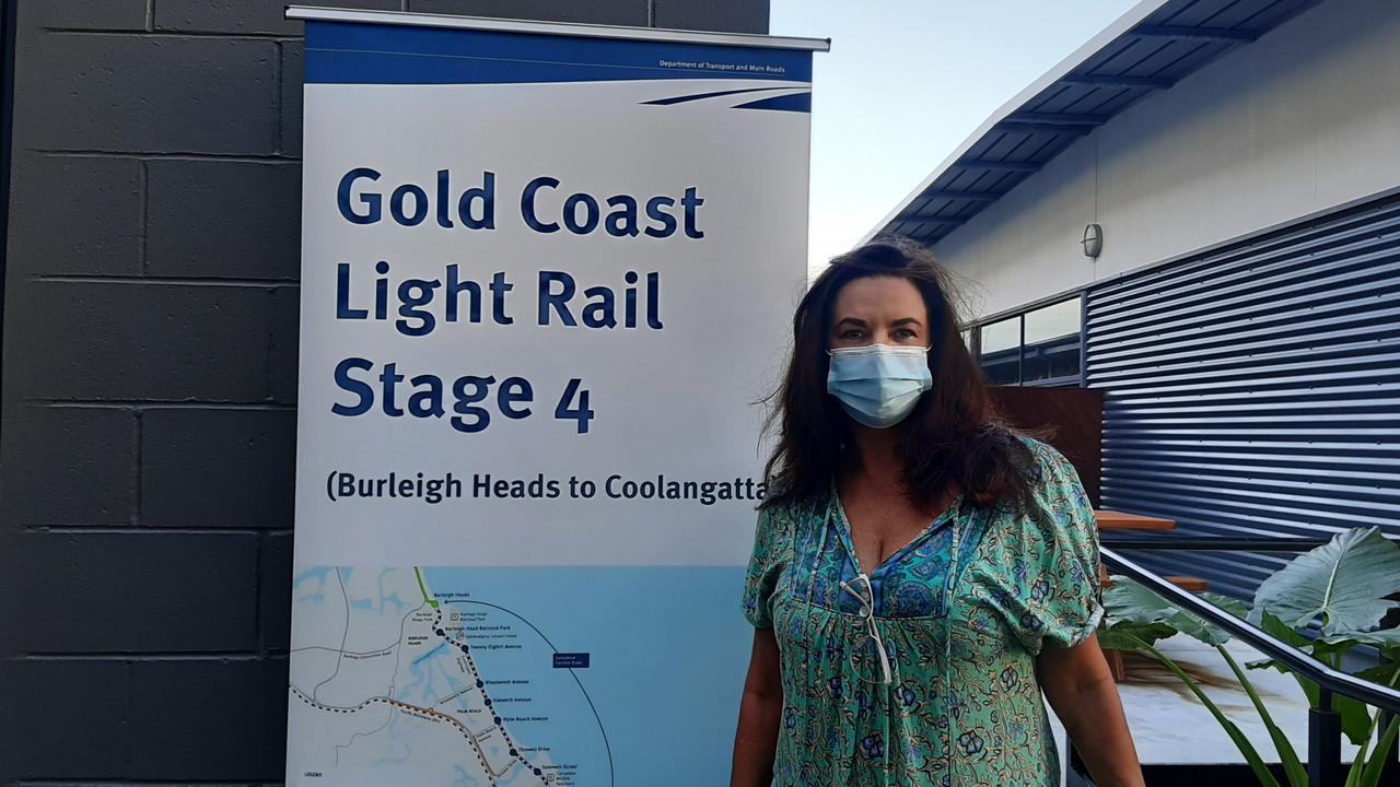 Save Our Southern Gold Coast president Kath Down at the first Gold Coast Light Rail Stage 4 consultation session at Tallebudgera.