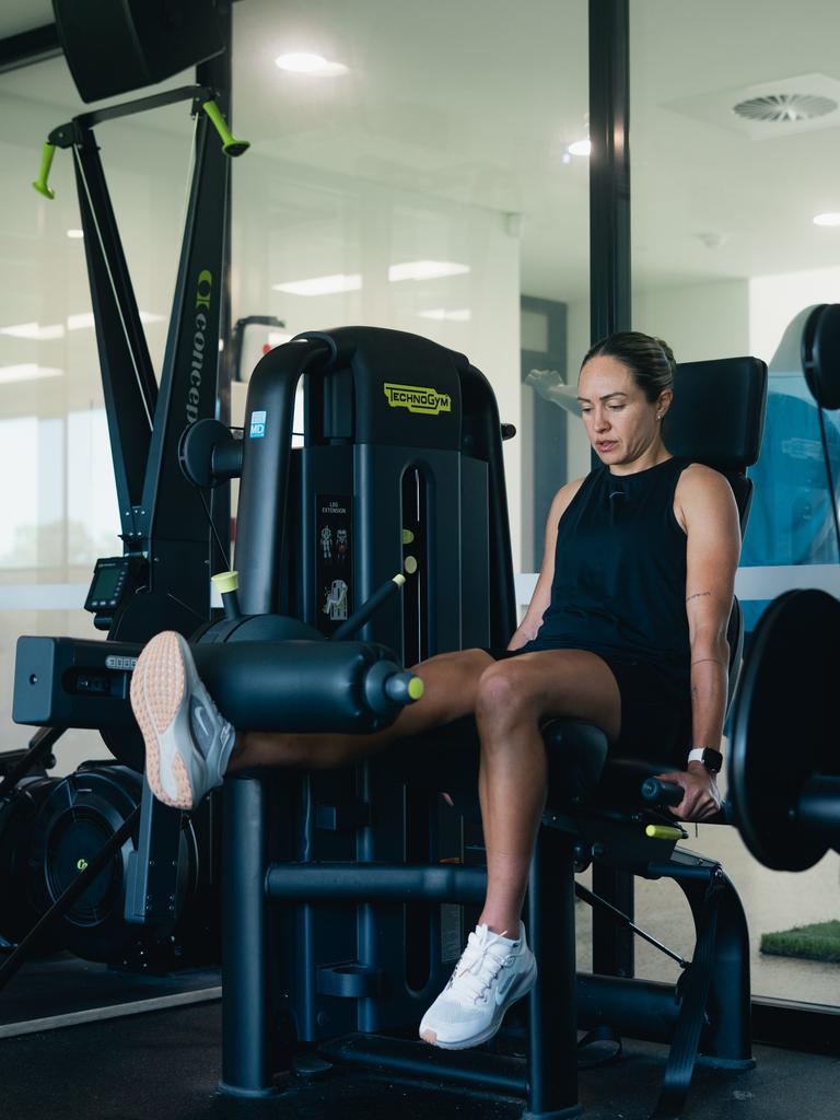 Simon is hitting PBs in the gym as she works through her tough rehab. Picture: Supplied, Sydney FC