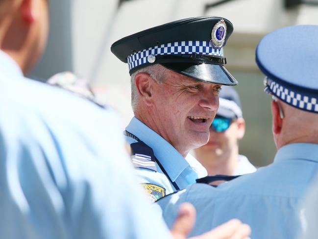 Piping out ceremony for retiring Traffic and Highway Patrol officer Craig Pearce. (AAP Image/Sue Graham)