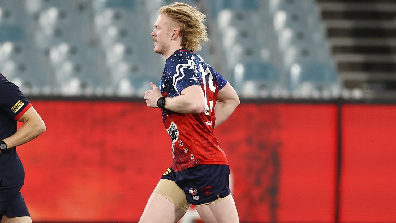 MELBOURNE - June 12 : AFL. Clayton Oliver of the Demons trains after the round 13 AFL match between Melbourne and Collingwood at the MCG on June 12 , 2023, in Melbourne, Australia. Photo by Michael Klein.