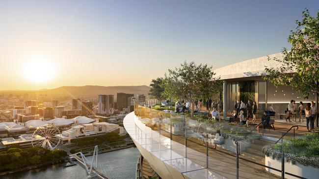 The view from the Sky Deck at Queen's Wharf Brisbane. Artist's impression.