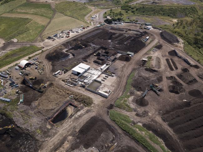 Asbestos has been detected in a compost stockpile at NuGrow Ipswich Pty LtdÃs site. Swanbank. Picture: Liam Kidston