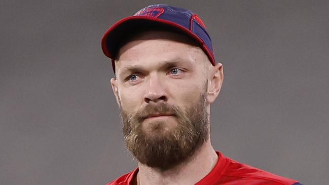 MELBOURNE, AUSTRALIA - AUGUST 10:  Max Gawn of the Demons warms up before the round 22 AFL match between Melbourne Demons and Port Adelaide Power at Melbourne Cricket Ground, on August 10, 2024, in Melbourne, Australia. (Photo by Darrian Traynor/AFL Photos/via Getty Images)