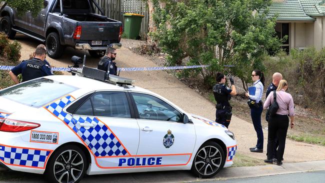 Police on the scene in Upper Coomera after Gokhan Turkyilmaz was shot. Picture: Adam Head