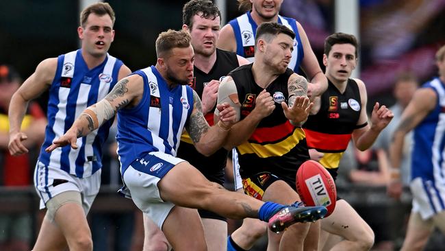 WRFL: Action from the semi-final between the Suns and Albanvale. Picture: Andy Brownbill