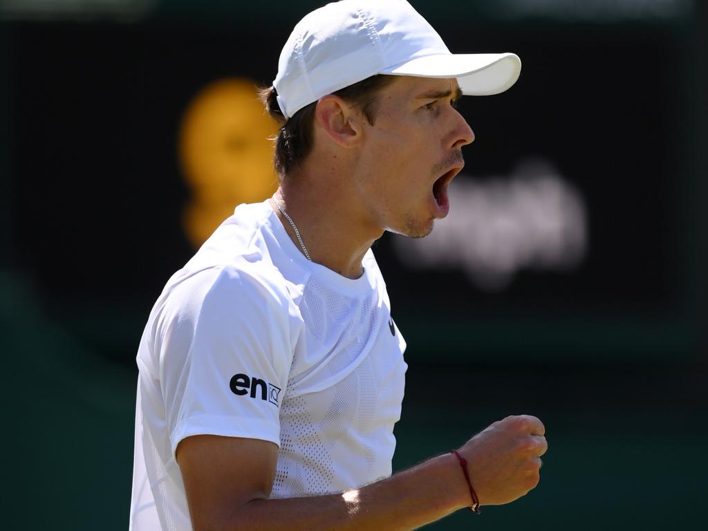 Roaring with delight after another big point. Picture: Getty Images