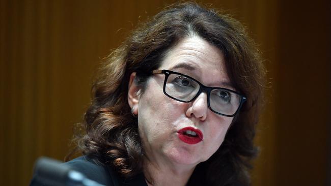 Commonwealth Director of Public Prosecutions Sarah McNaughton is questioned at the Senate estimates hearing. Pic: AAP