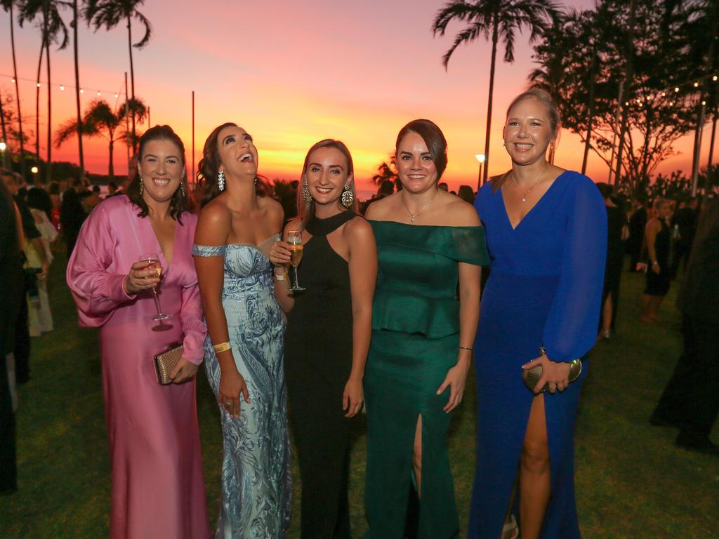 Liz Wilson, lily North, Sarah Roberts , Kira Sullivan and Tanya Cielens the Great Northern Darwin Cup Gala Ball at Mindil Beach Casino Resort. Picture GLENN CAMPBELL