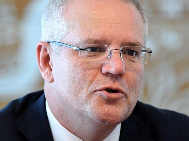 Prime Minister Scott Morrison and Foreign Minister Marise Payne during a meeting at the Commonwealth Parliament Offices in Sydney, Monday, May 20, 2019. (AAP Image/Joel Carrett) NO ARCHIVING