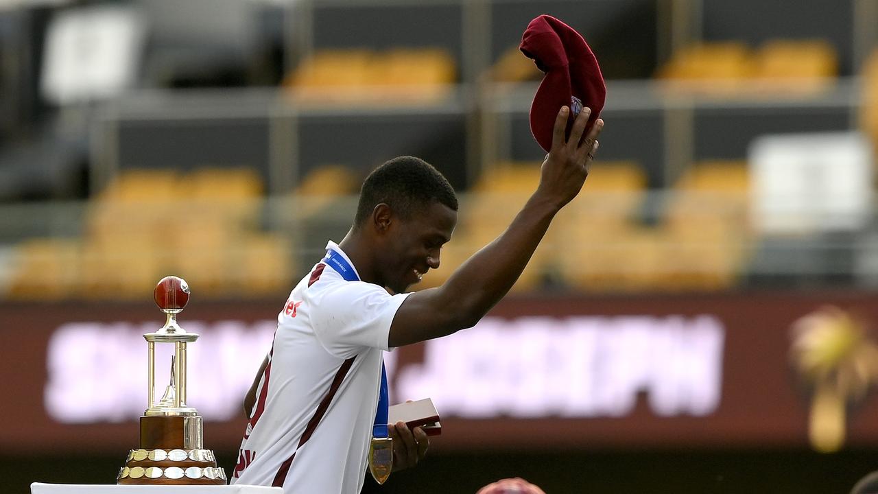 Shamar Joseph takes a well-deserved bow after winning player of the series. Photo by Bradley Kanaris/Getty Images