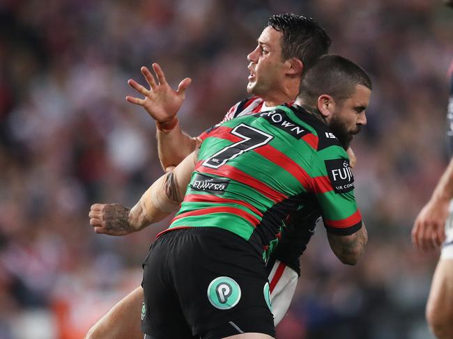 Cooper Cronk questioned Adam Reynolds’ ability to lead Souths to a premiership. Picture: Phil Hillyard