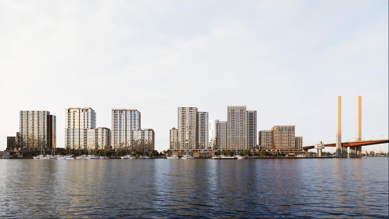 Three towers worth more than $520m will transform the Docklands waterfront.