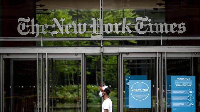 A New York Times spokeswoman said the lawsuit is “an attempt to silence independent news organisations and we plan to vigorously defend against it”. Picture: Johannes Eisele/AFP