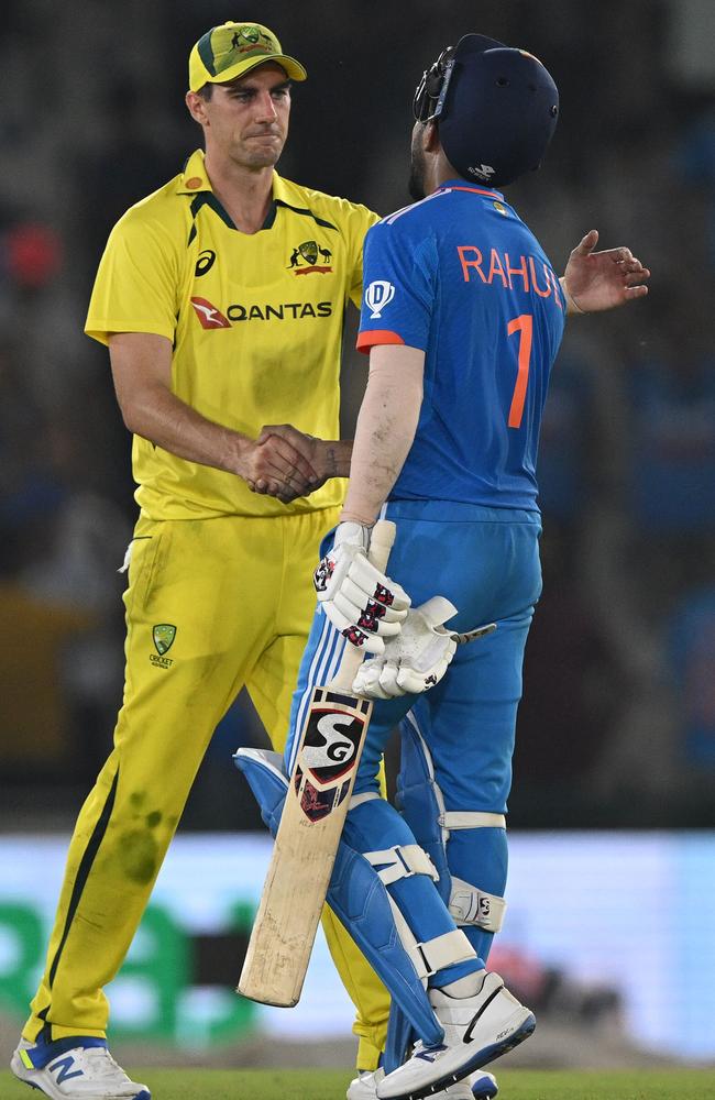 Pat Cummins’ return was a bright spot in Australia’s loss to India in Mohali. Picture: ARUN SANKAR / AFP