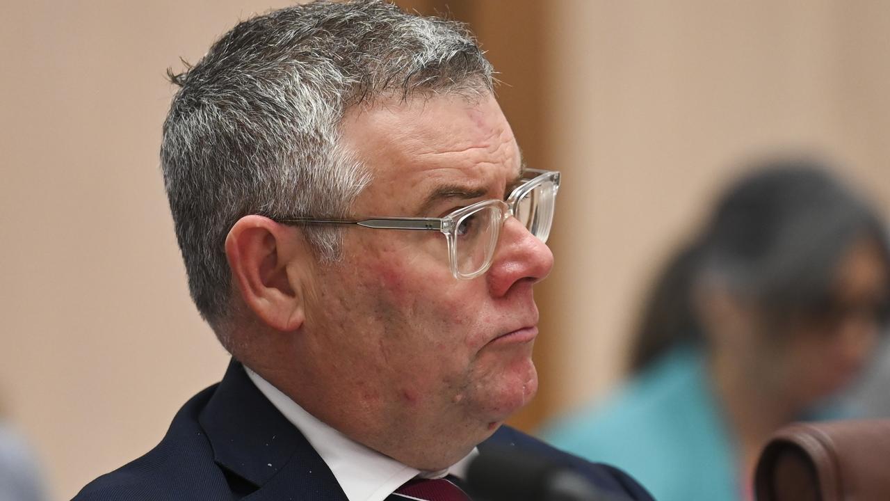 Senator Murray Watt during the Senate Education and Employment Legislation Committee at Parliament House in Canberra. Picture: NCA NewsWire / Martin Ollman