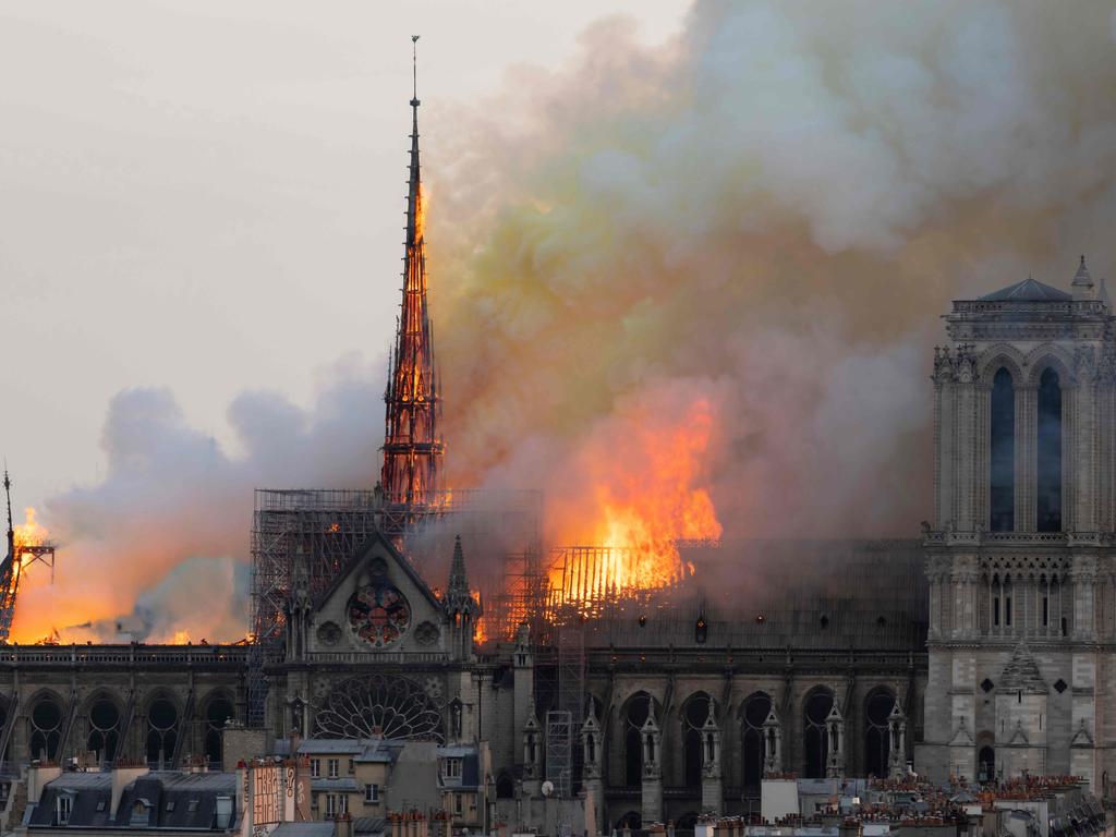 The fire ripped through the 850-year-old structure, destroying priceless art and objects. Picture: Fabien Barrau / AFP