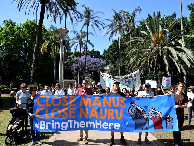 Protesters march during a rally in Hyde Park, Sydney. Picture: AAP Image/Joel Carrett